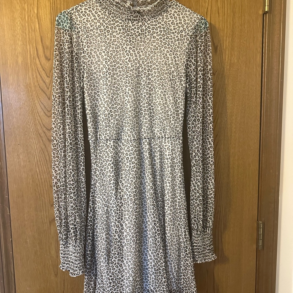 Leopard Print Long Sleeve Dress